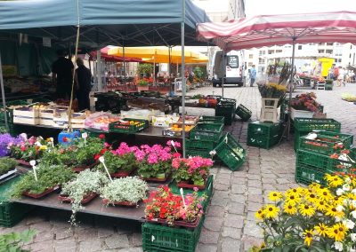 Ein Marktstand mit Blumen in Frankfurt (Oder)