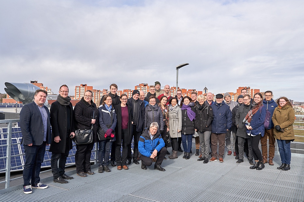 Project partner at the roof topp of a solar powered building at University Klaipeda, LowTEMP partner meeting, Klaipeda, Lithuania, March 2019